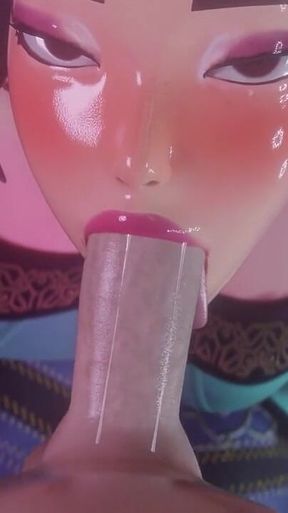 [kpop Demon Hunters] Zoey Sloppy Blowjob 3D Animation