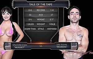 Busty Charlotte Cross owned and fucked by Jake Adams in nude wrestling