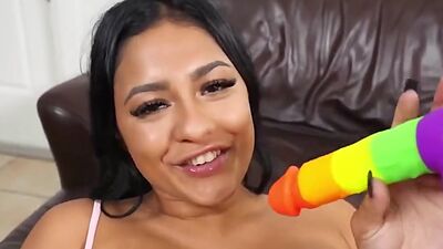 Mofos - Busty Brunette Serena Santos Plays With Her Toy While She Sits On Her Bf's Eddie Dean Cock
