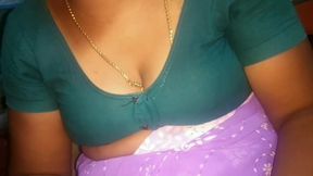 Indian Hot Tamil Aunty Beauty Boobs Show with Young Man