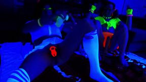 Lucy Essex cd playing with glow in the dark alien dildo under UV black light
