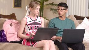 ”Timid virgin guy fucks the most popular teen cheerleader Melody Marks”