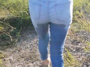 Walking and pissing my pants on the side of the road.
