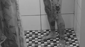Fun in the shower of white tattooed Guy