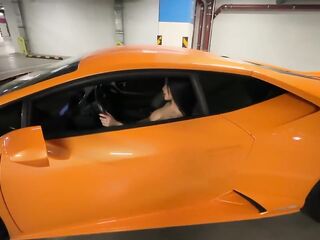 I'm nude in a Lamborghini car. fuck me right there!