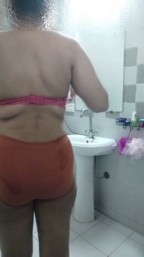 Indian Mom Shower Striptease   Clip 1