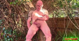 Dilf Daddy Strokes Out a Load in the Backyard