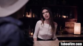 Slutty waitress blows boss behind his wife'_s back