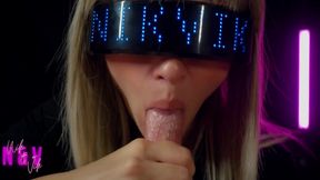 Yberpunk Girl Greedily Sucks All the Cum Out of Her Fan