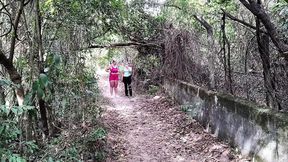 Stroll with my stepsister, a stranger joins in the woods