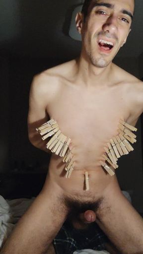 Masturbating with Clothespins