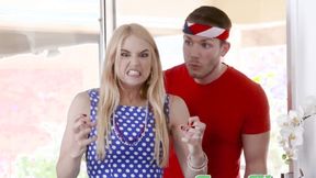 ”FAMILY STROKES Sexy Sarah Vandella hammered by step sibling in taboo foursome”