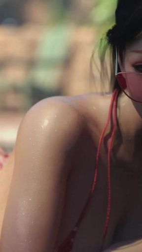 Hiro massaging Japanese Bikini Stepmom Big Ass In Beach With Stepsisters   Clip 1