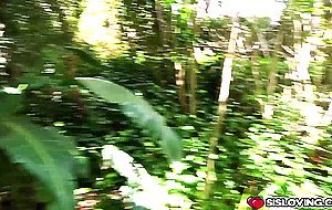 My stepsister suck my dick while we are on a trail