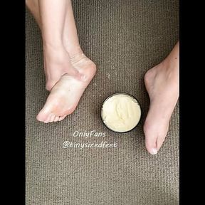 TinySizedFeet being rubbed in Mango Body Butter