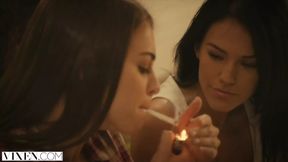 VIXEN best friends Riley and Megan fuck neighbour in a daring threesome