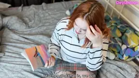 Hot 18-year-old student with big tits gives a sexy blowjob to her older teacher