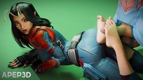Cute Mantis Gives A Big Dick A Foot Job With Her Pretty Feet