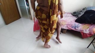 Tamil Horny Granny with saree fucks a guy - Hindi Audio (Cowgirl Huge Boobs) Indian Sex