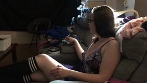 Sexy Girl Smokes with Deep Pulls, Inhales Only, Misty 100s