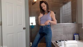 sage eldritch soaking her pink panties & tight denim jeans