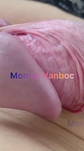 Shemale Monisa Vanboc Playing with Her Monster Big White Tranny Cock