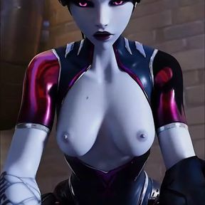 Overwatch Widowmaker riding huge dick in cowgirl pose