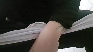 Farts and pee in nice public toilet