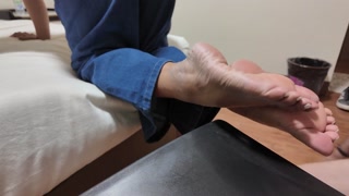 Asian DominaFanta Foot Slave under the desk