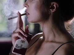 Amateur busty brunette masturbates and does hand job