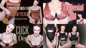 4-Clip Denial Bundle: Tit Denial JOI, Beta Pussy Denial, Pussy Denied Cuck Bush Tease, Cuck Tit Denial