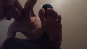 Barefooted Toes and Sole, Shirtless Brushing My Scalp Hair