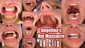 4K - Angelina’s Mouth Fetish Close-Up: Lip Spreader Teeth Tour, Massive Bite Power Crushing Thick Brazil Nuts & Banana chips into Creamy Mush – Open Mouth Chewing, Saliva Mix, Swallow Tease for Tooth & Jaw Lovers!