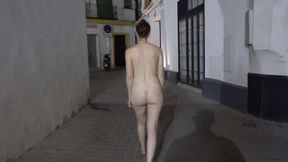 Nude walk in public at night