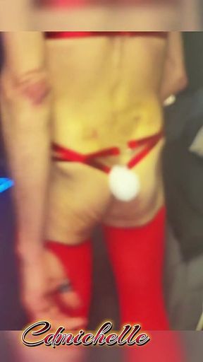 Cdmichelle Wearing Red Lingerie Delivered From Temu with Blond Hair M