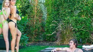 Petite teens fuck stepbrothers bigcock outdoor by the pool