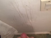 Blowing my white creamy load on the wall