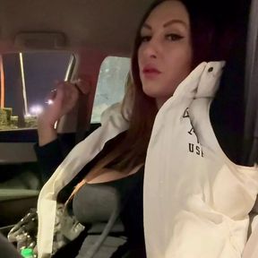 Italian Big Tits Milf Artemisia Flashing her big tits in The car While Smoking Outdoor Late at night Italian Fetish