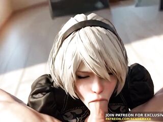 Nier Automata 2B - Oral-sex Ramrod Ride