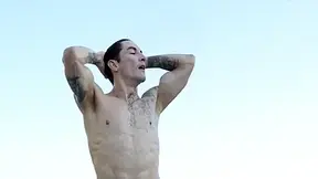 Inked Muscular Jock Jerking Off In Solo Performance