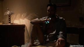 ”Strapped ebony rough screwed in bed”