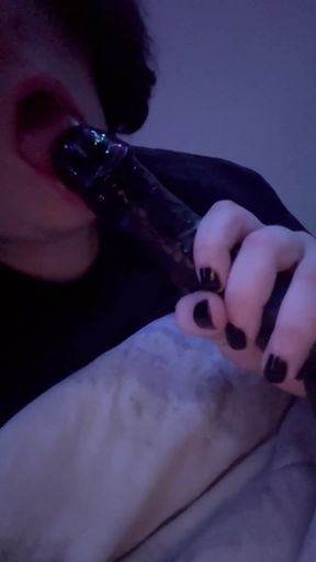 Sucking My Dildo Getting It Nice and Wet