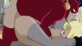 Busty Villainess Seduces Flash with Hot Blowjob Titty Fuck Action