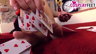 Cosplayer Alessia gives the perfect foot fetish show wearing dream costumes. First she is playing th