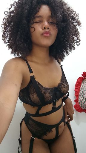 I'll try on my black lingerie for you