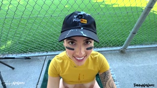 Pornhub Model Fucks in Public Dugout - Blowjob, Rimjob, Cumkiss - TabbyNoName
