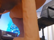 14 inch anal dildo play