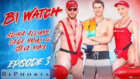Hot Adira Allure gets spitroasted by lifeguard & jock