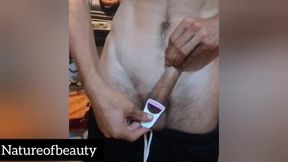 I Shaving My Massive Cock at Home and Enjoy It.