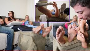 College Fraternity Hot Girls Make Friend Worship Their Sweaty Feet loser while they talk to hot guys - Lytta and Mia - FOOT WORSHIP - SWEATY FEET - SMELLY - STINKY - CUCKOLD - SOCKS - FEMDOM - HUMILIATION - DOMINATION - TOE SUCK - FOOT FETISH - 720p